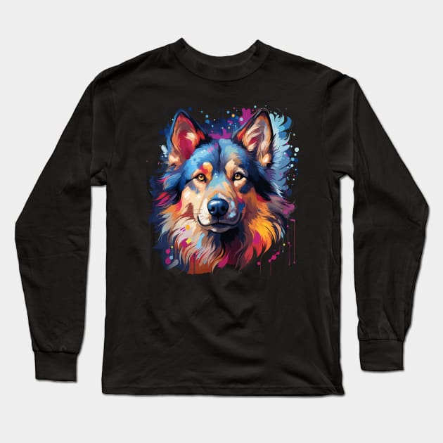 Siberian Husky Rainbow Long Sleeve T-Shirt by JH Mart